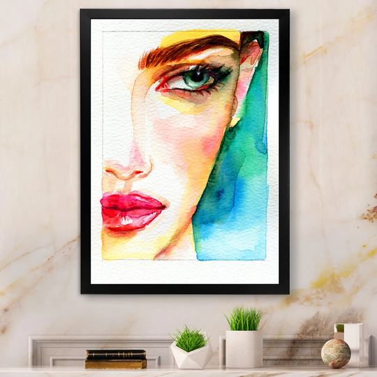 Designart 'Stylish Fashionista In Vibrant Colors XII' Glam Framed Wall Art