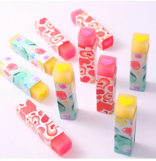 Heart Erasers - Cute Love Erasers, Stick Pencil Valentine's School Gifts, Back To
