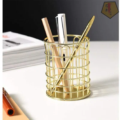 Simple Metal Pen Holder Desktop Iron Mesh Storage Box Pencil Holder Makeup Brush Holder Hollow Storage Basket For Office
