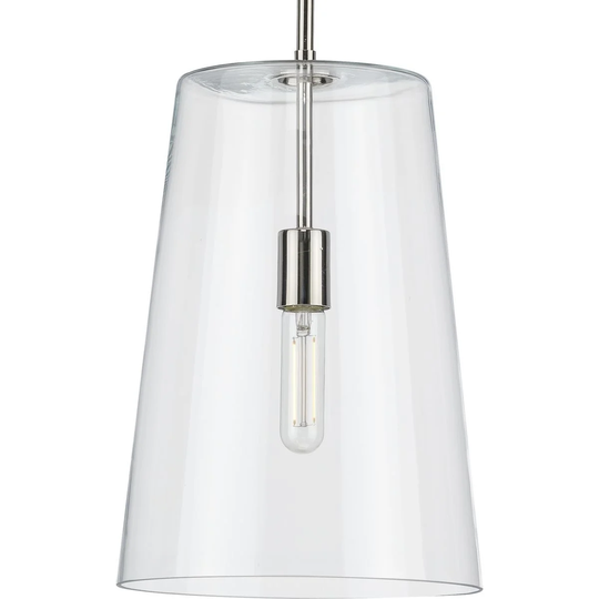 Clarion Collection Polished Nickel One-Light Medium Pendant - 17.700" x 13.300" x 13.300"