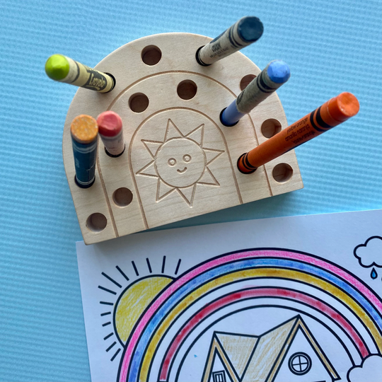 2 Rainbow Crayon Holders, Coloring, Toddler Play, Preschool, Hands On, Wooden Toy, Montessori, Waldorf, Playroom, Nursery Decor