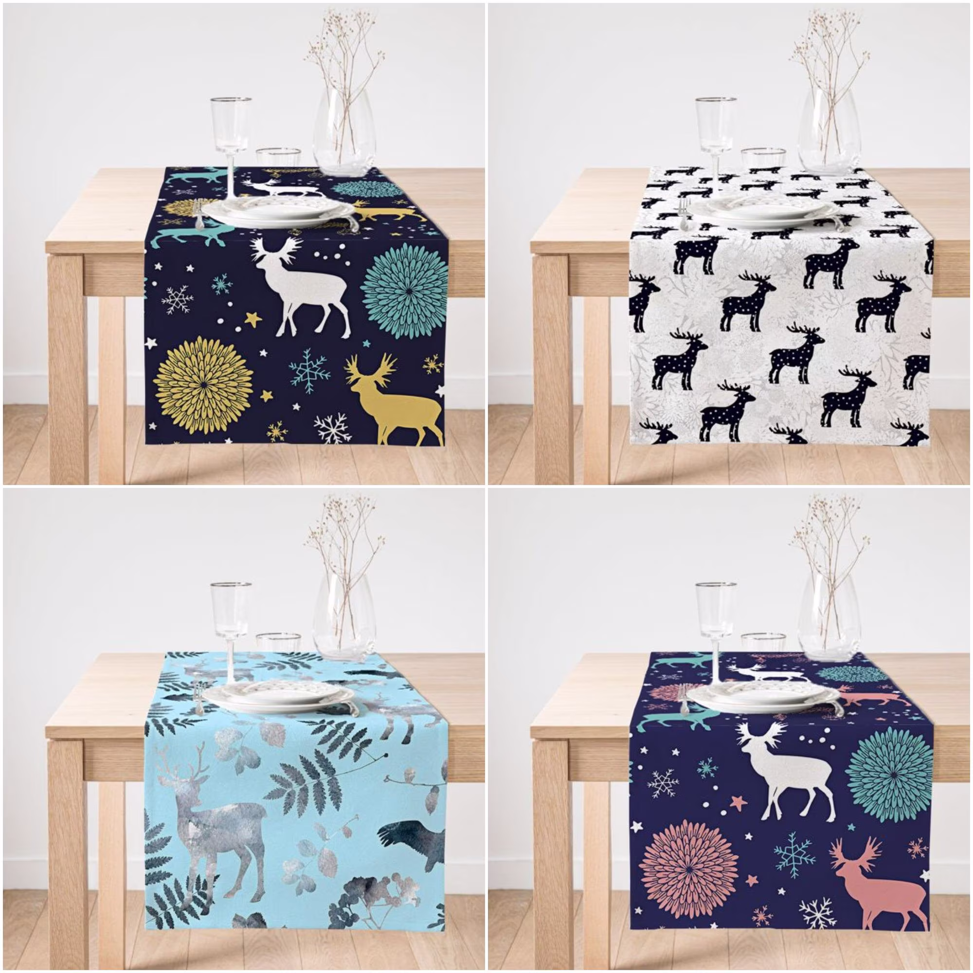 Winter Trend Table Top|Christmas Runner|Christmas Deer Home Decor|xmas Decor|Farmhouse Style Tablecloth|Christmas Kitchen Decor