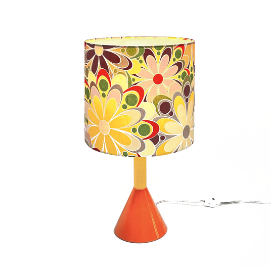 Flower Power Table Lamp, Orange Cone Base, Mod Lamp