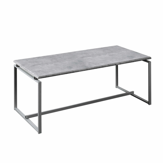 3 Piece Faux Concrete Top Occasional Table Set, Gray and Silver