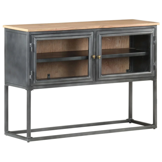 Urban Cabinet Steel & Wood Sideboard Glass Display Industrial Style Unit