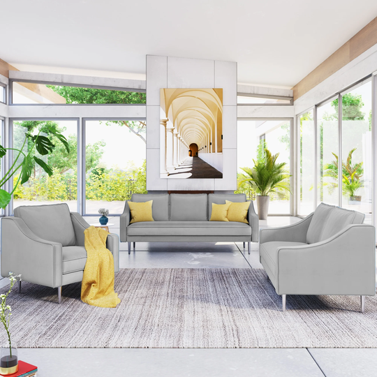 Modern Sofa Set Velvet Upholstered Couch Furniture Three Seater Sofa, Loveseat or Armchair For Home or Office