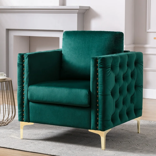 Armchair Tufted Button Accent Chair Club Chair with Steel Legs