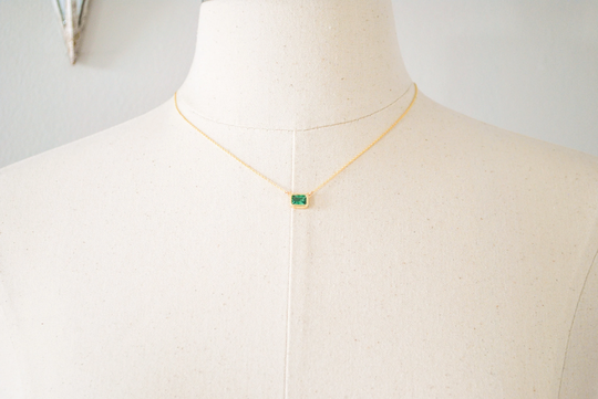 Emerald Necklace, Green Gemstone, Gemstone Necklace, Emerald Cz, Green Cz, Dainty Necklace, Boho Jewelry, Minimalist Necklace