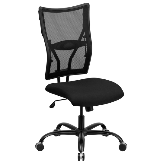 44.75" Black Mesh Back Swivel Ergonomic Armless Office Chair