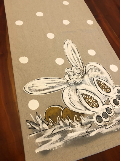 White Bunny Butt Easter Table Runner
