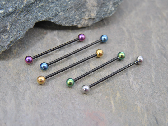 Black Ip Mix Color Industrial Bar 14G 316L Stainless Surgical Steel Upper Ear Cartilage Barbell Piercing Jewelry Blue Green Purple Rose Gold