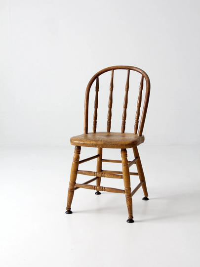 Vintage Wood Spindle Back Chair, Painted Kitchen Chair