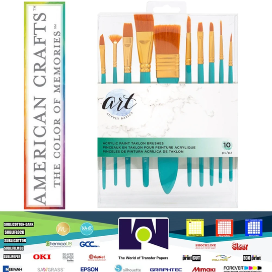 Paint Brushes - American Crafts Art Supply Basics Acrylic Taklon Bristles | 10 Pieces 354837