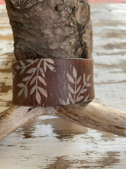 Soft Leather Cuff-Create Your Own - Leaves-Leaves