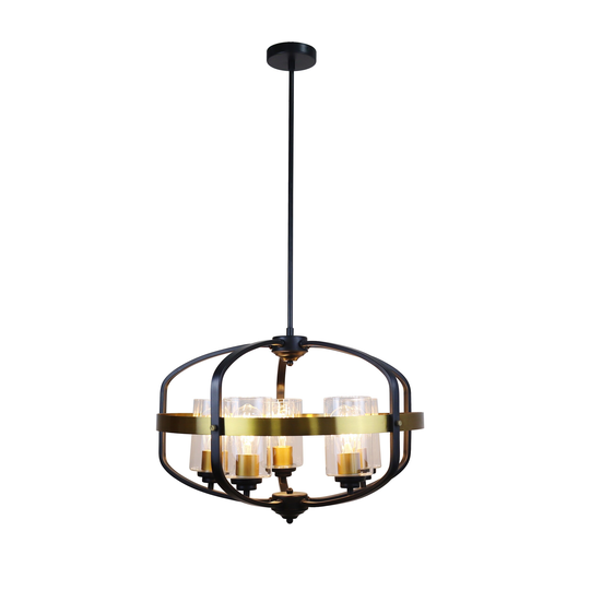 5-light Matte Black/ Antique Brass Hanging Pendant