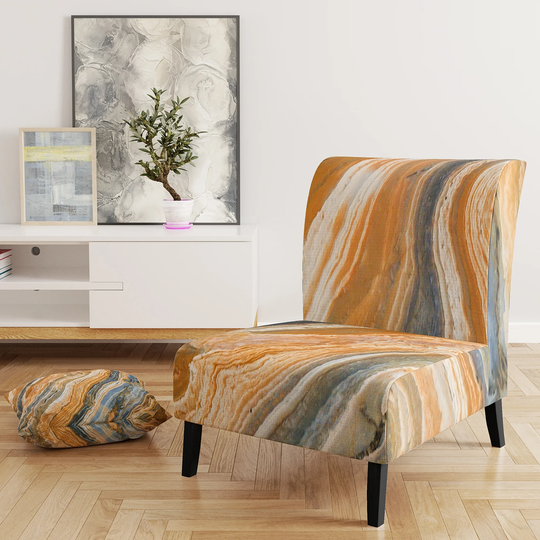 Designart 'Segment Layers of Marbled Rock' Upholstered Mid-Century Accent Chair
