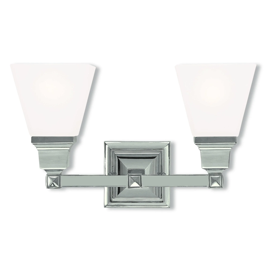 Livex Lighting Mission Polished Nickel Steel/Frosted Glass 2-light Bath Light