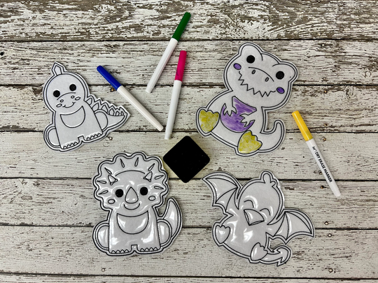 Dinosaur Reusable Coloring Dolls Busy Book Quiet Dry Erase Birthday Party Favor Gift