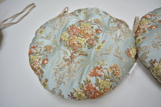 Floral Chair Cushions, Round Seat Pads, Oriental Circle Cushion, Kitchen Cushions 16x16 - 18x18 Flower Cushion