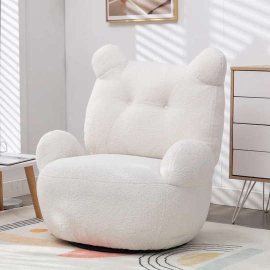 Swivel Accent Chair, Teddy Short Plush Particle Velvet Armchair, 360 Degree Swivel Barrel Chair for Living Room, Hotel