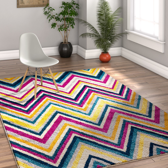 Well Woven Melbourne Modern Chevron Multi Color Area Rug - 3'3" x 5'