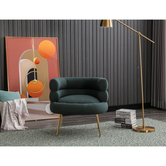 Polyester Upholstered Tubulous Accent Chair With Golden feet