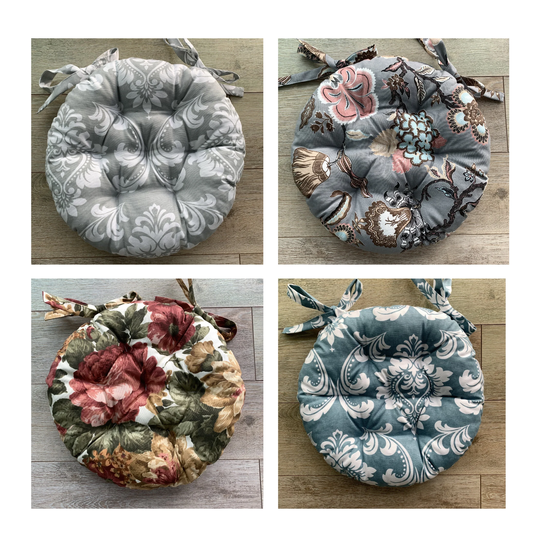 Сhair Cushions With Ties/Seat Flowers Print Chair Pads Round Cushions Outdoor