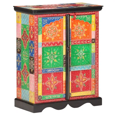 Bungalow Rose Hand Painted Sideboard 23.6"X11.8"X29.5" Solid Mango Wood