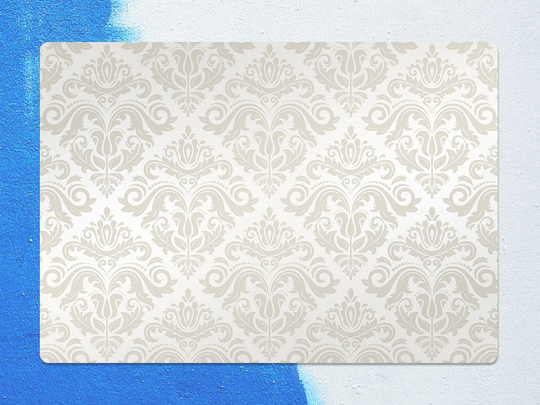 Orient Abstract Chair Mat, White Splat Beige Vinyl Floor Art Deco Protective Office Room Rug, Gift Idea