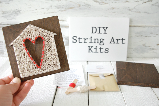 Diy House String Art Kit, Do It Yourself, Home Sign, Farmhouse Is Where The Heart Is, Diy Craft Kit, Tiered Tray Sign