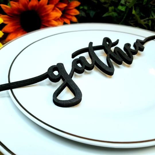 Thanksgiving Place Settings Table Plate Words - Holiday Decor Wood Wooden Word Cards