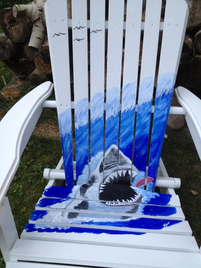 Hand Painted Adirondack Chair & Ottomans