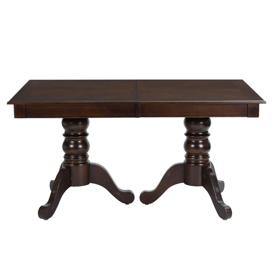 Homylin 78in Dining Table(Seats 6) Rectangle Removable Leaf Brown Solid Wood
