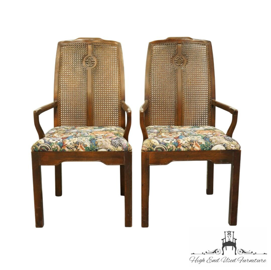 Set Of 2 Drexel Heritage Asian Chinoiserie Dining Arm Chairs 738-830