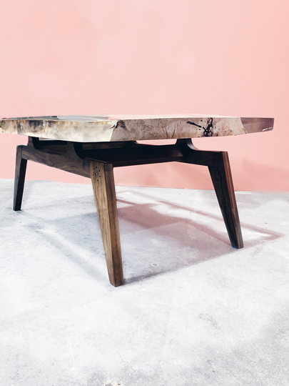 Modern Live Edge Slab Epoxy Coffee Table