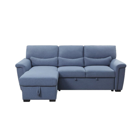 Upholstered Sleeper Sectional Sofa with Storage in Blue