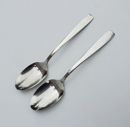 Oneida Accent Pattern Flatware - Set Of Two Large Serving Spoons Glossy Oneidacraft Deluxe Stainless 8.25"- Unique Design
