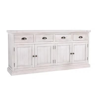 74 Inch Rustic Wood Sideboard Buffet Console Cabinet, Drawers, Ivory White