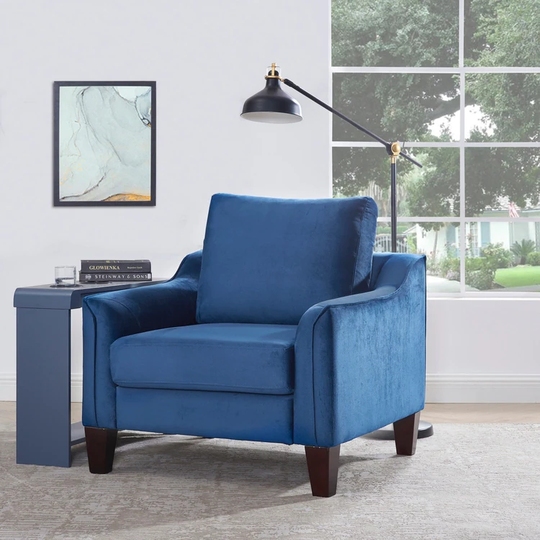 Natalia Velvet Accent Chair Comfy Upholstered Plush Mid-Century Modern