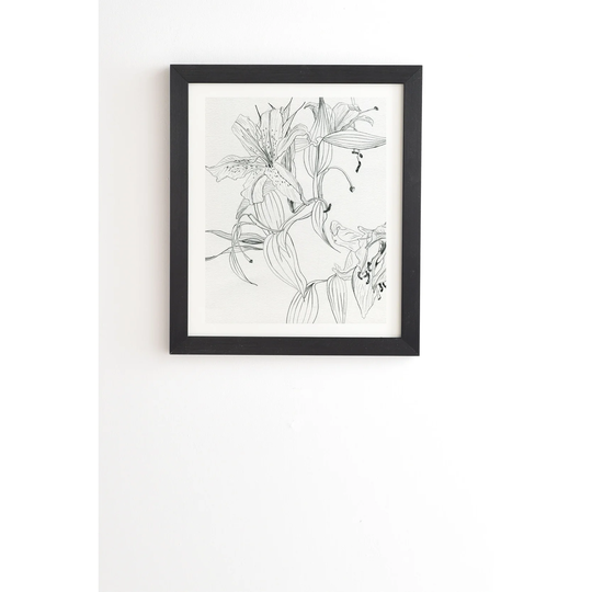 Elena Blanco Pencil lilies Framed Wall Art - Black