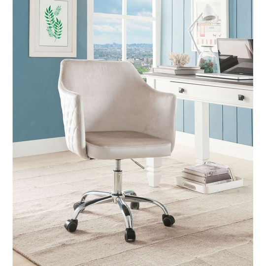 Cosgair Adjustable Arm Swivel Office Chair - Champagne Velvet & Chrome