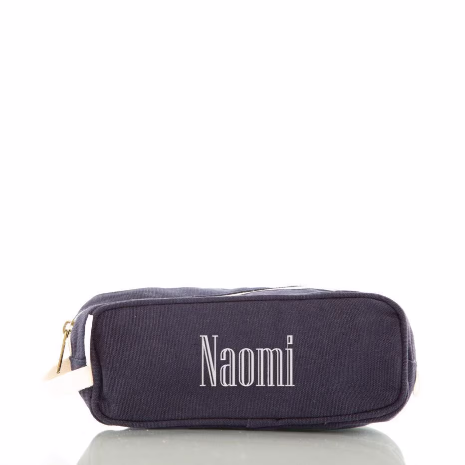 Monogrammed Canvas Navy Kids Travel Kit, Toiletry Bag, Kid's Overnight, Kids's Gift, Pencil Case