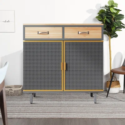 Eftychia 31.51" Wide 2 Drawer Iron Sideboard