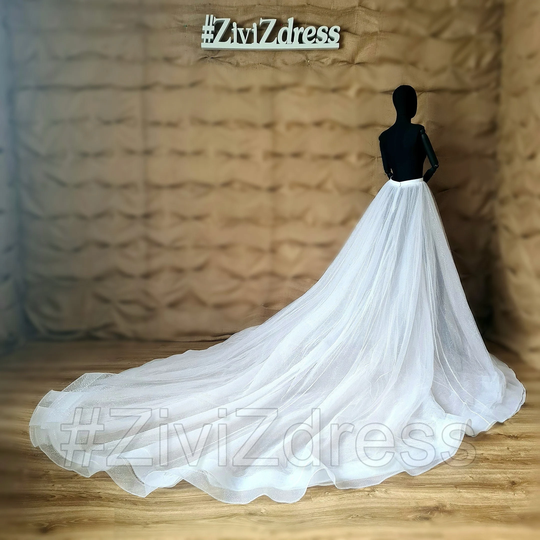 Glitter Tulle Detachable Wedding Train, Sparkle Shimmer Skirt, Royal Train Glitter Bridal