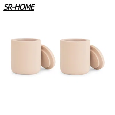 Home Décor Multipurpose Handmade Tall Cylinder Shape Concrete Candle Jar Holder, 10 Oz. (Sand)(Pack Of 2)