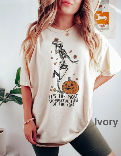 Comfort Colors® Its The Most Wondrful Time, Halloween Shirt, Witch Tshirt, Gift For Halloween, Iprintasty Halloween, Skeleton Fall