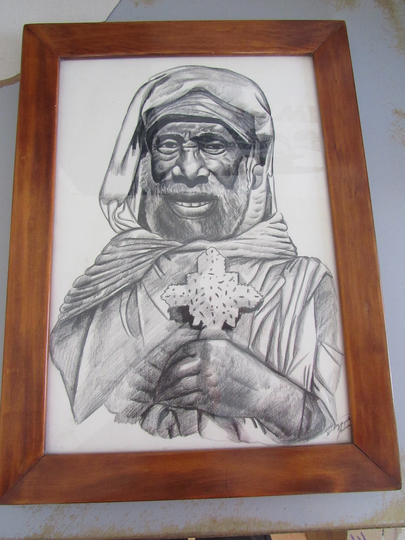 Original Framed Pencil Drawing Unknown Artist Free Shipping