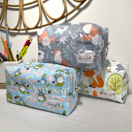 Kids Pencil Case - Quilted Anime Fabric School Case