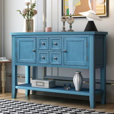 Cambridge Series Buffet Sideboard Console Table With Bottom Shelf, Lime White