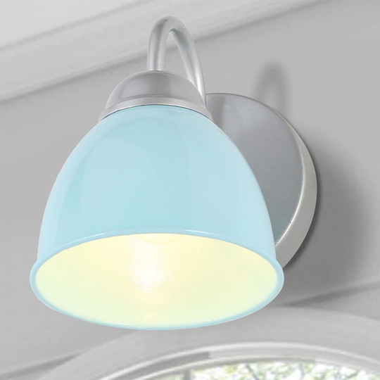 Coastal Blue Bathroom Vanity Light with Arm Wall Sconces Metal Shade for Powder Room